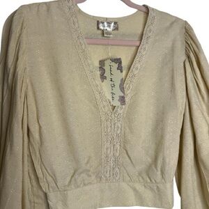 NWT B.O.G Collective Brie Light Camel Long Sleeve Top Size Small